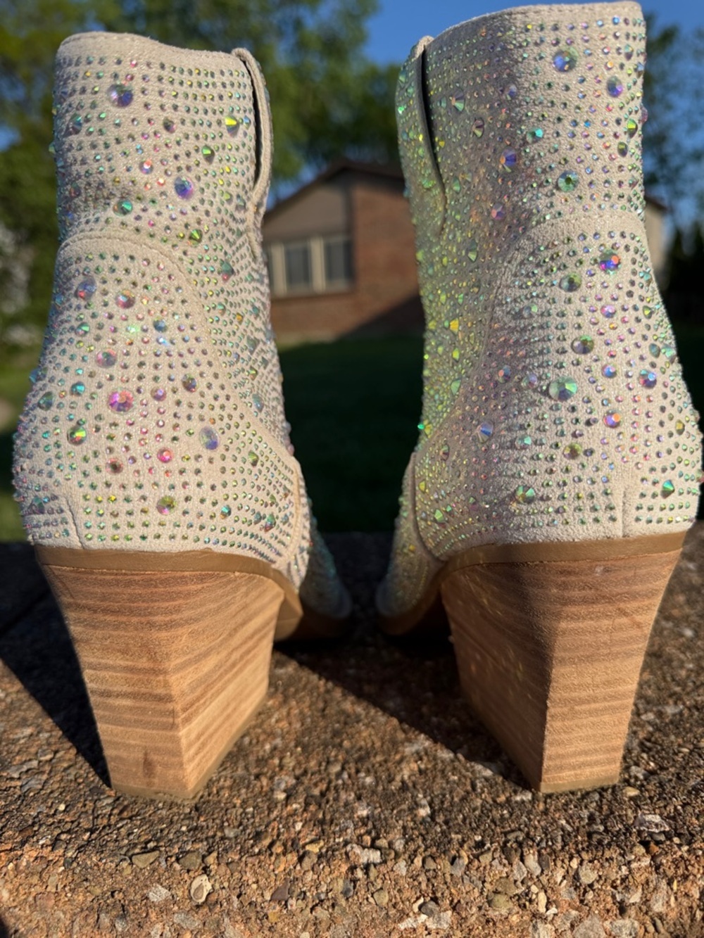 Madden Girl Jolene Crystal Embellished Cowboy Ankle Boots - Picture 5 of 8